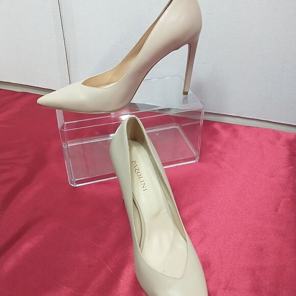 Pazolini Beige Patent Leather Heel Pump Shoes Size 38.5/US 8.5. - Picture 2 of 14